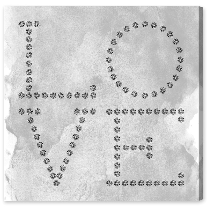 « love diamants », art textuel sur toile, H 12 po x l 12 po x P 2 po