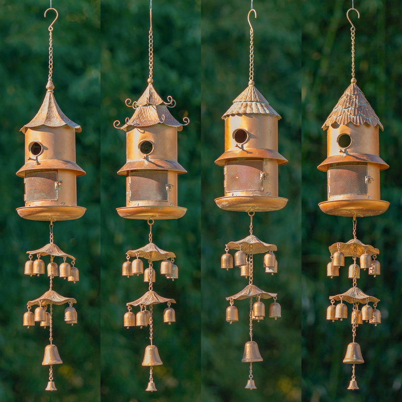 Assortiment de carillons pour oiseaux suspendus en cuivre antique "The Homestead Collection" (ensemble de 4)