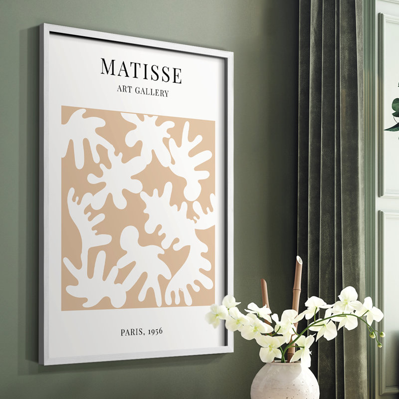 Matisse LXVII, reproduction encadrée - bois massif, Cadre simple blanc, H 14 po x l 11 po
