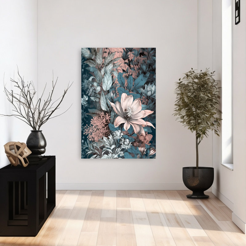 «Lush Botanical Bloom», art floral abstrait, H 48 po x l 32 po