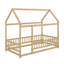 Lit simple en bois avec clôture-505989335