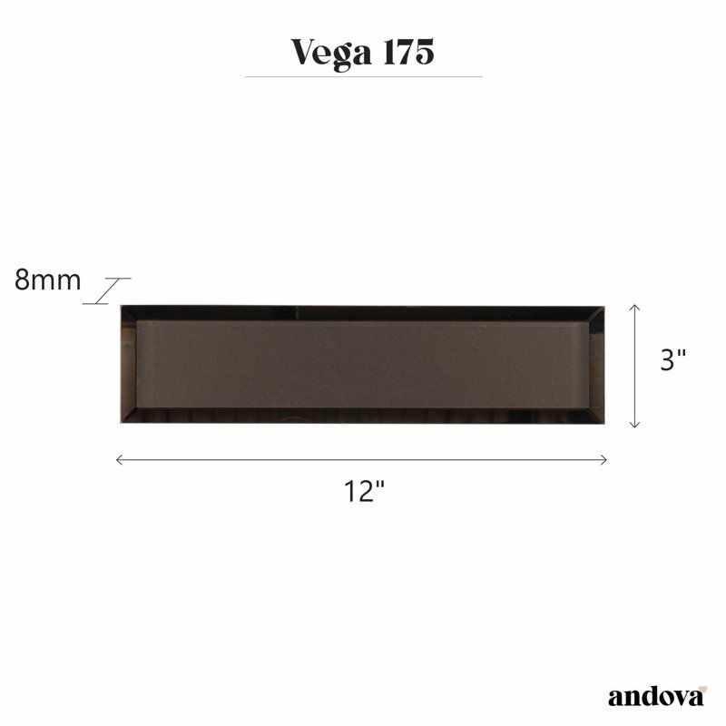 Vega 3" x 12" Beveled Glass Metal Look Subway Tile, Karat   