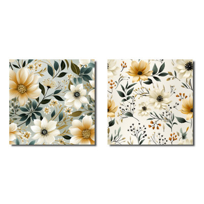 Stotfold - Ensemble de 2 collages carrés floral et botanique