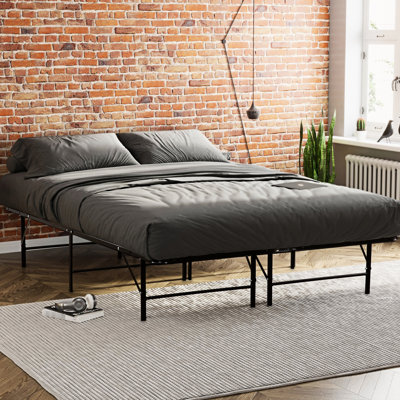 Metal Platform Bed Base King, Black. Made For Lasting Performance. Offers Excellent Mattress Support. Has Under Storage. Quick And Easy Assembly. Compatible With All Sizes. Industrial Bedroom