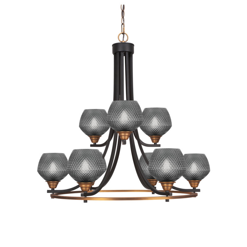 Lustre 9 lumières Allexus, Nickel brossé, Noir