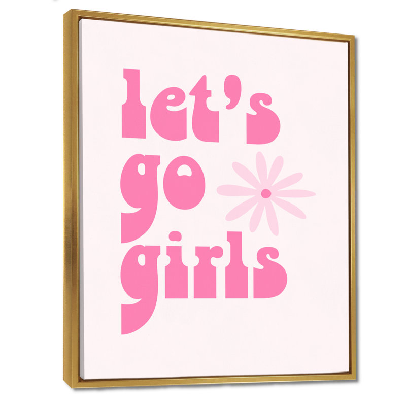 Lets Go Girls - décoration murale de cow-filles, Toile avec cadre flottant or, H 40 po x l 30 po x P 1,5 po