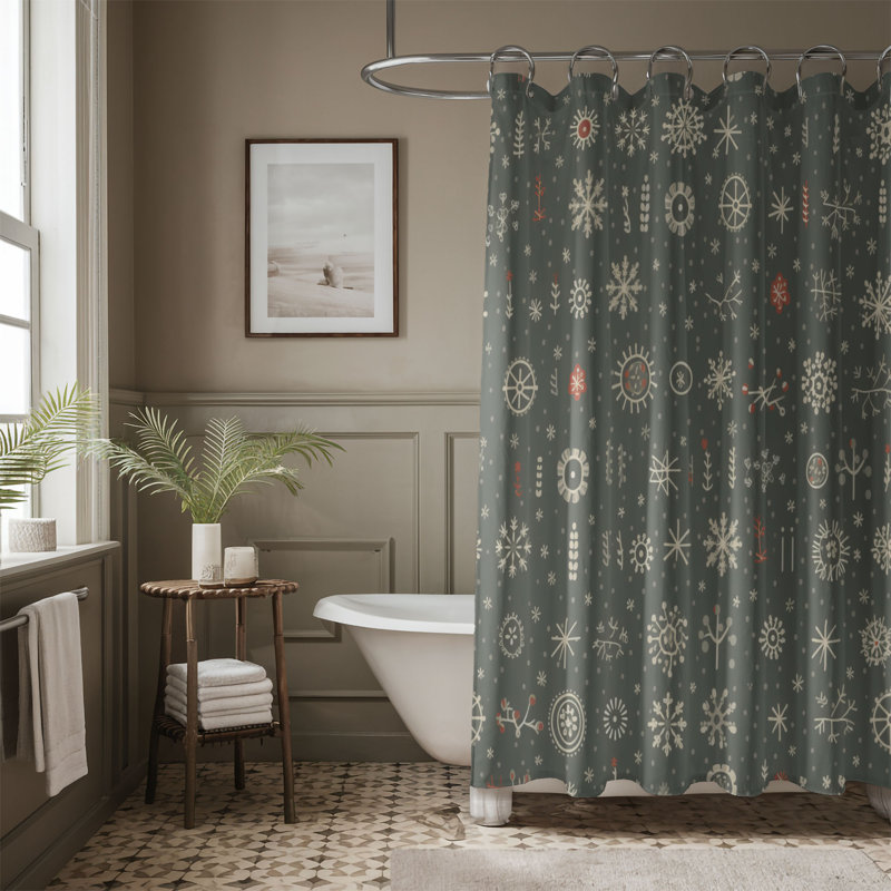 Rideau de douche Wintry Snow Design - Premium, H 74 po x l 71 po