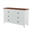 Ensemble de chambre à coucher 3 pièces White + Brown - Lit plateforme pleine grandeur avec tête de lit double à porte coulissante, station de charge, table de chevet et commode-928364537-928364540