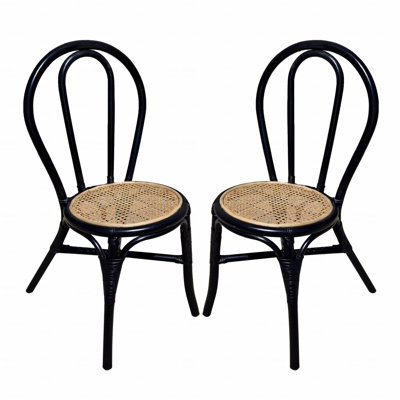 Ensemble de 2 chaises d'appoint de salle à manger en rotin
