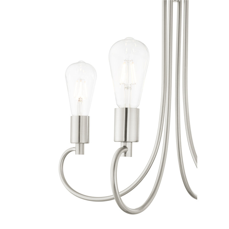 Hitterdal 7 - Light Steel Dimmable Classic / Traditional Chandelier, Brushed Nickel, 4 Lights