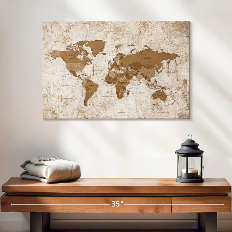 Keiri Aged World Map XIV, 16" H x 24" W