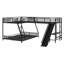 Lit superposé en L avec lit mezzanine, bureau intégré et glissade