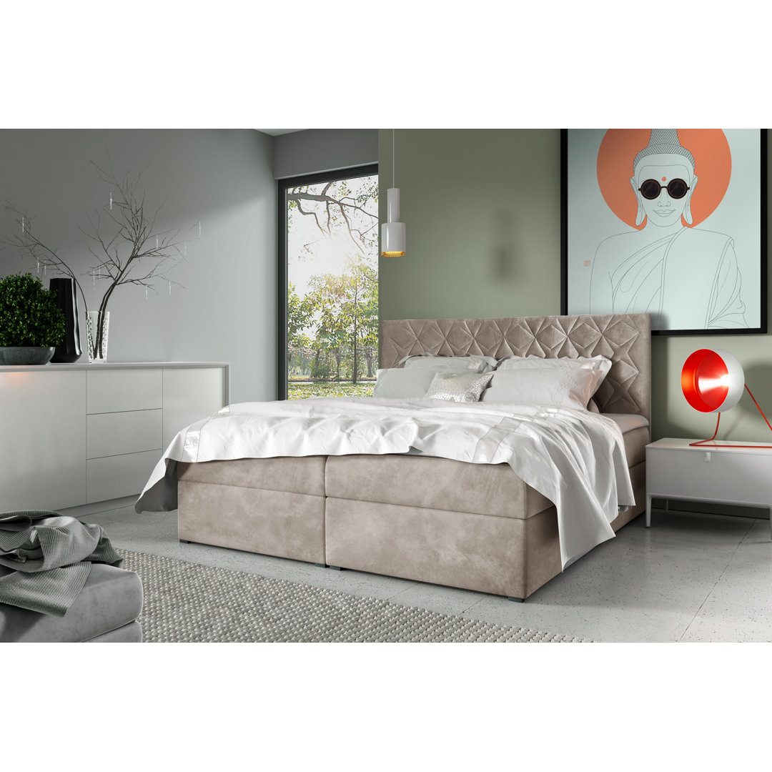 Boxspringbett Arcibaldo mit Topper und Bettkasten