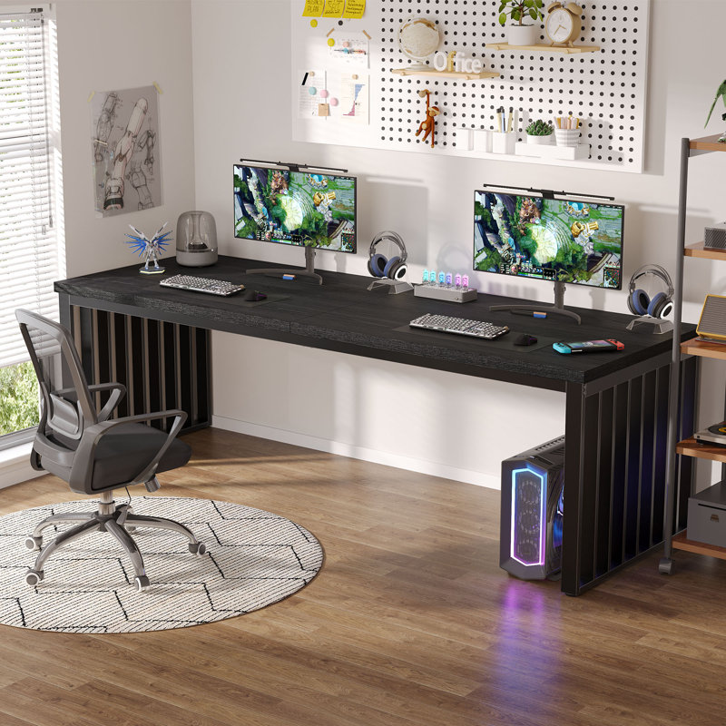 Bureau d'ordinateur l 78,74 po Lapo, Noir / Noir