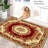 Traditional Red Medallion Area Rug with Non-Slip Backing, Machine Washable Faux Cashmere Polyester Carpet-486904690
