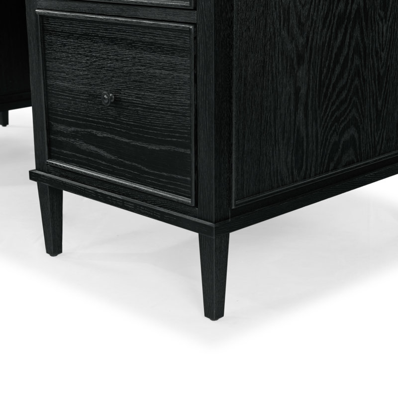 Ariella 5 Drawer Wood Desk, Black