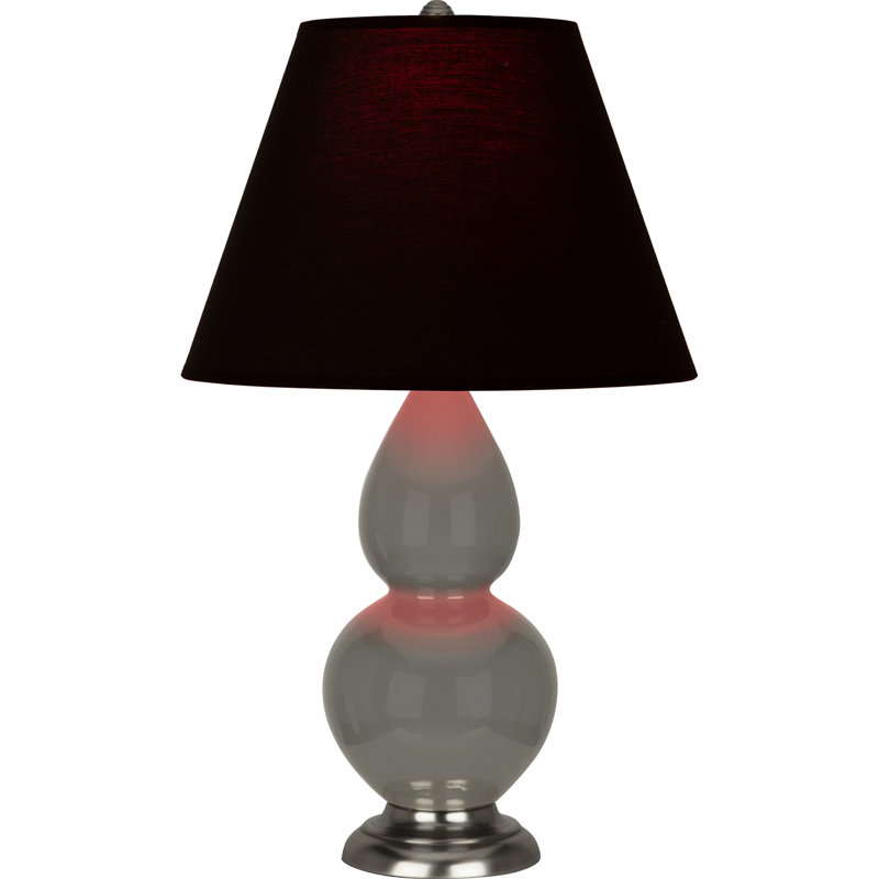 Petite lampe d'appoint à double gourde, Cendre / argent antique, Noir / Rouge