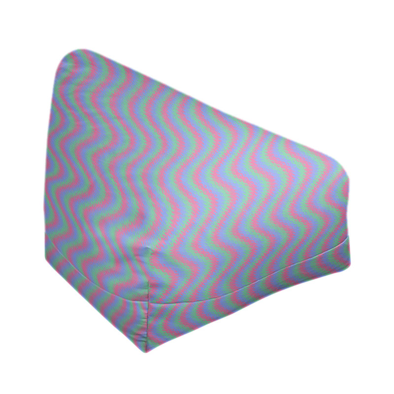 Sac de pois Kitterman, H 27 po x l 30 po x P 25 po, Pouf fauteuil, Bleu ardoise foncé / vert clair / orchidée