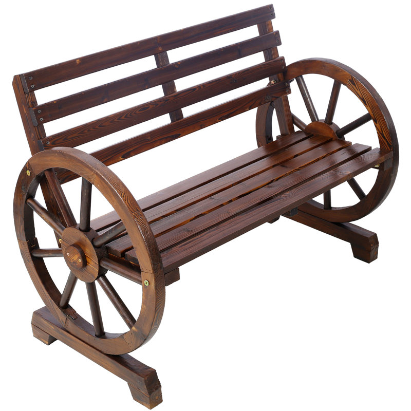 2 bancs en bois au fini brun rustique pour banc de jardin - 2 chaises longues d'extérieur