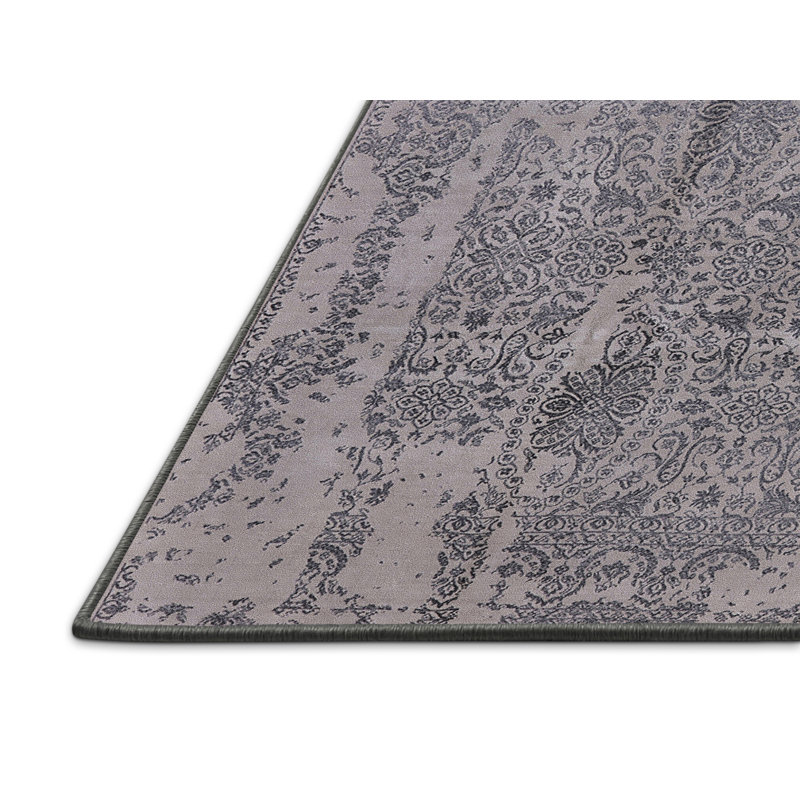 Tapis floral gris / ivoire, Rectangle 7 pi x 9 pi