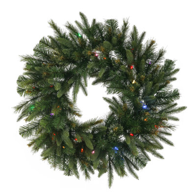 Vickerman 30" Cashmere Artificial Christmas Wreath, Multi-Coloured Battery Operated LED Lights
