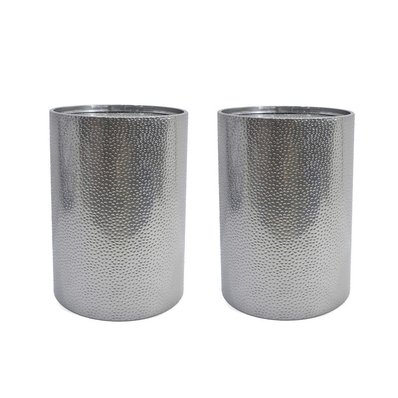 Kaylee Modern 2-Pack Round Silver Hammered Iron Accent Tables