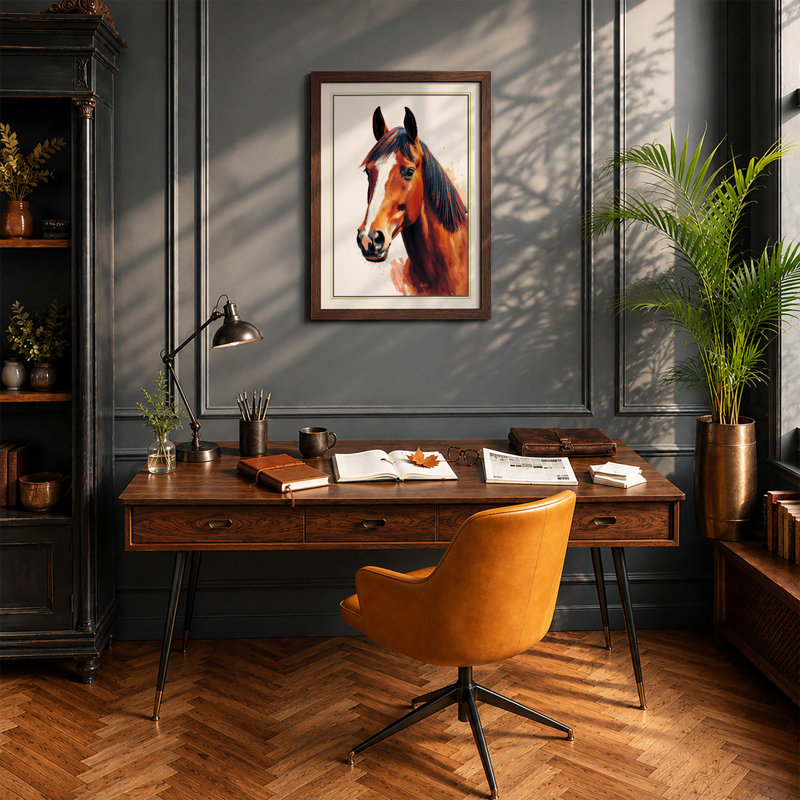 Noble Steed Modern - Framed Print, Walnut, A4 - 29.7 x 21.0 cm