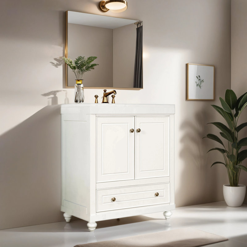Meuble-lavabo simple 30,06 po avec plateau en céramique Renauldo