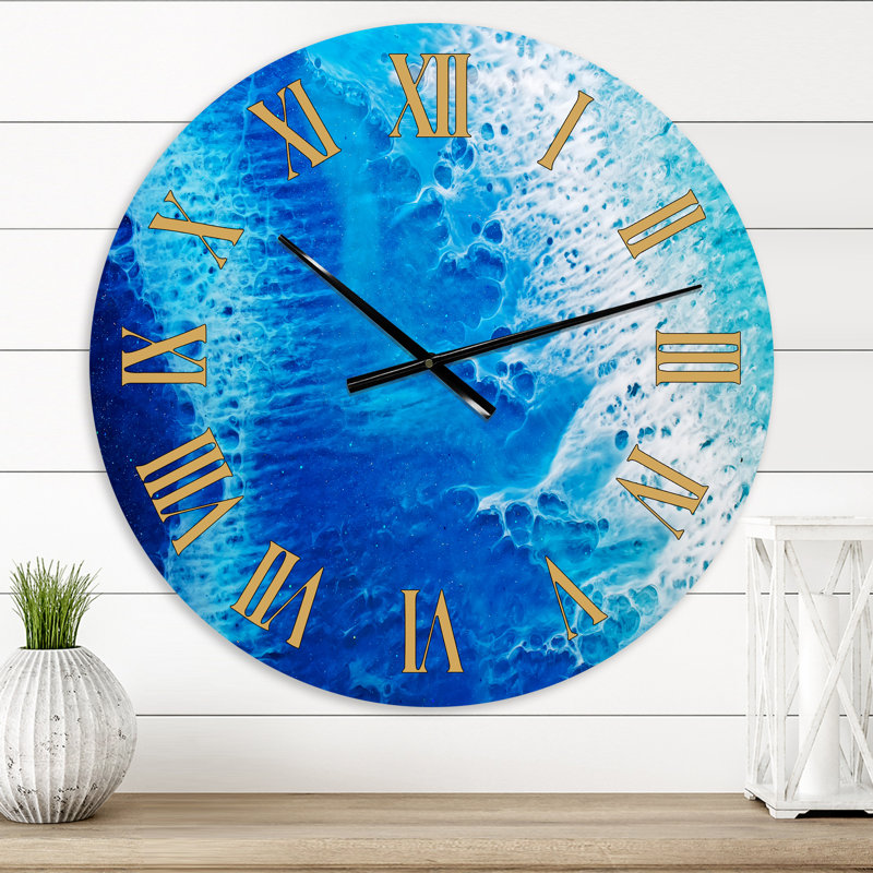 Waves Epoxy ResIn Art V - Horloge murale moderne, Moyen