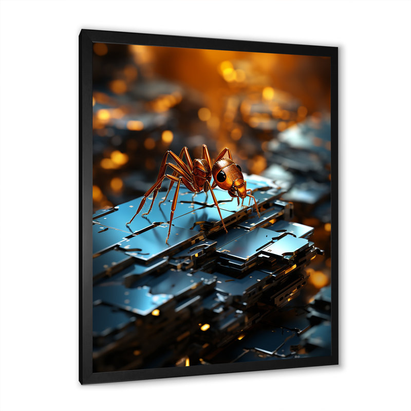 Digital Antics Pixelated Ant sur toile, H 44 po x l 34 po x P 1,5 po, Cadre simple noir