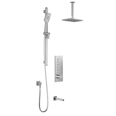 Squareone - Complete Shower System with Push-Button Valve and Trim Finition