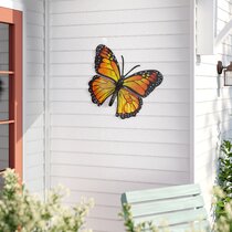 Blue Butterfly Glass and Metal Outdoor Wall Decor