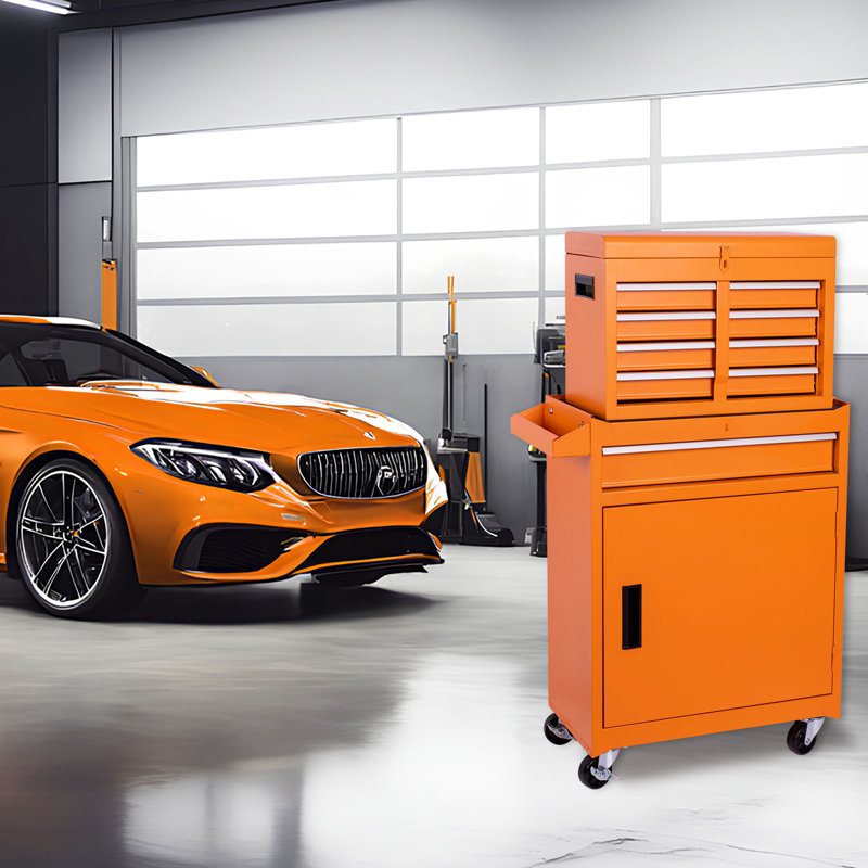 Armoire de garage roulante avec dessus et serrure détachables - Coffre à outils 5 pièces antidérapant antidérapant facile à déplacer