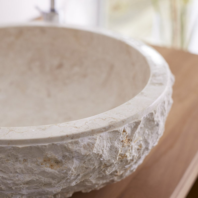 Scrula Gray Marble Bathroom Sink, Cream