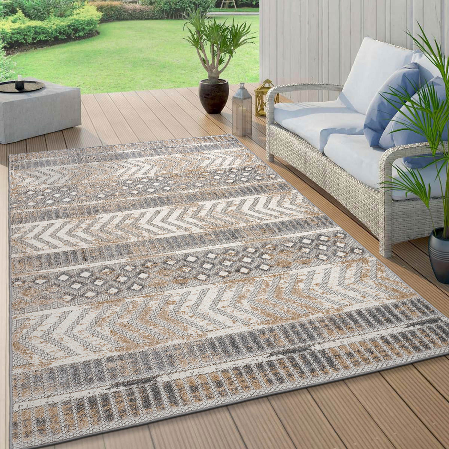 Union Rustic Alphee Performance Geometric Indoor / Outdoor Rug ...