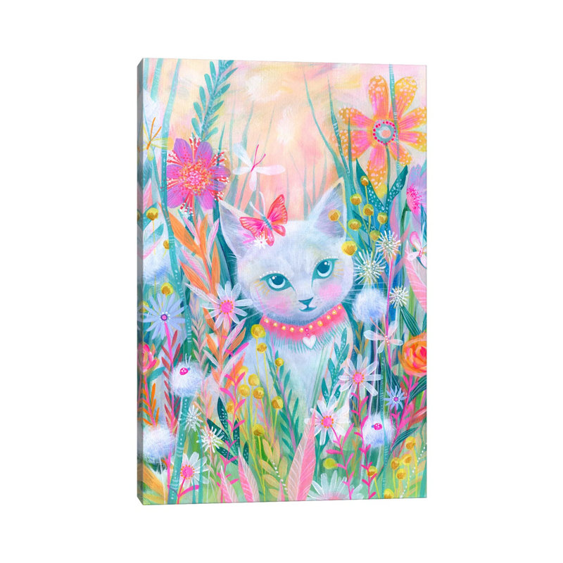 Garden Kitty 1 Piece Wrapped Canvas Painting, 101.6 cm H x 66.04 cm W x 3.175 cm D