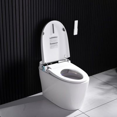 Elongated Tankless Smart Toilet with Bidet, 1.1/1.28GPF Auto Dual Flush, Heated Seat, Warm Wash/Dryer, Night Light, Soft Closing, Remote Control