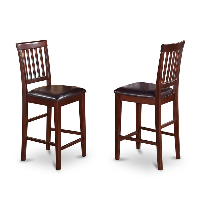 5 Piece Counter Height Dining Table Set Includes a Rectangle Kitchen Table and 4 Faux Leather Dining Chairs, Mahogany