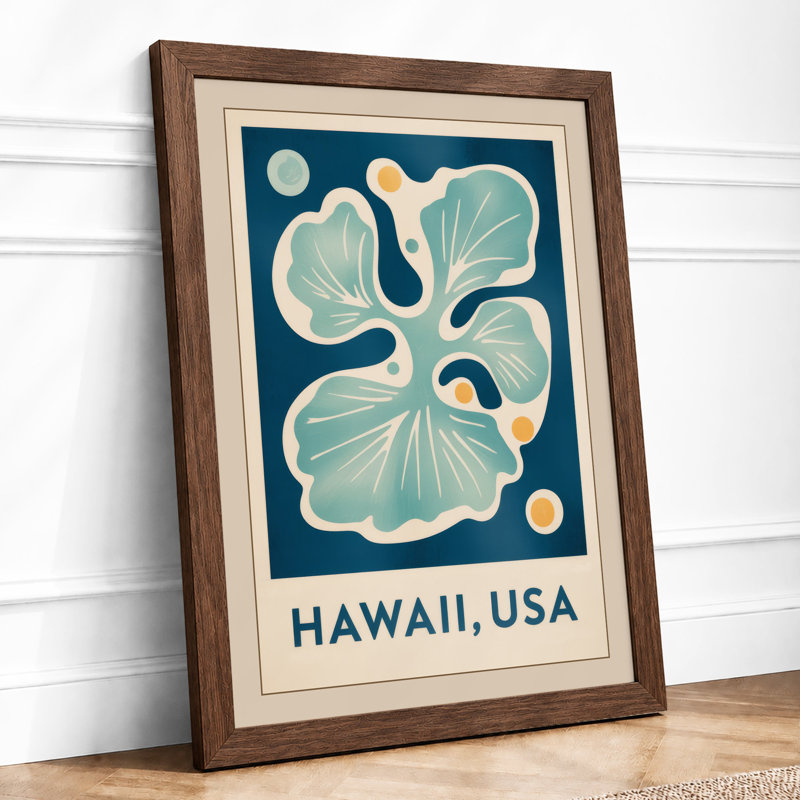 Hawaii Hibiscus Tropical - Framed Print, A1 - 84.1 x 59.4 cm, Walnut