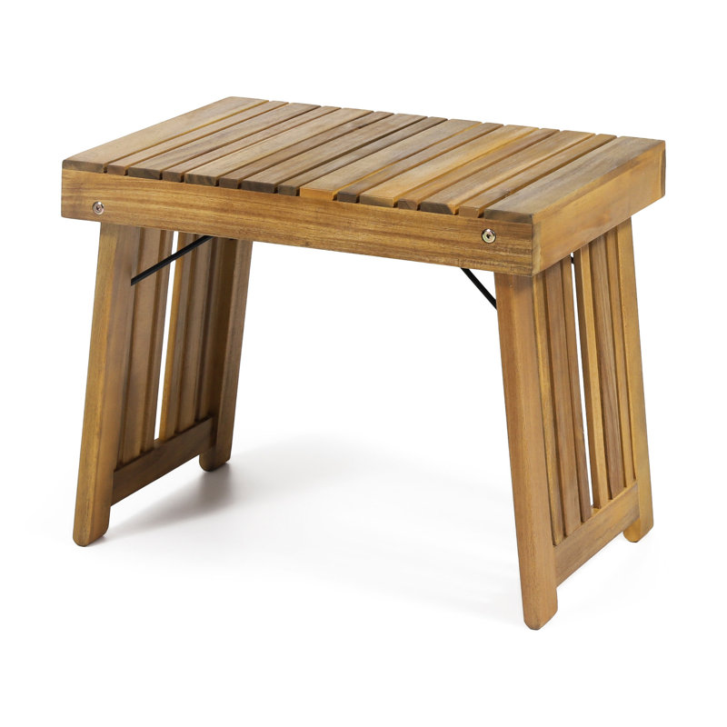Wood Side Table - Slat Style & Foldable, 22.09”w X 14”d 15.87”h, Foldable Top For A Classy Space, 15.87”h