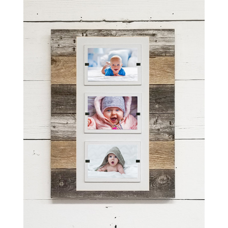 Cadre photo en bois recyclé triple Linke