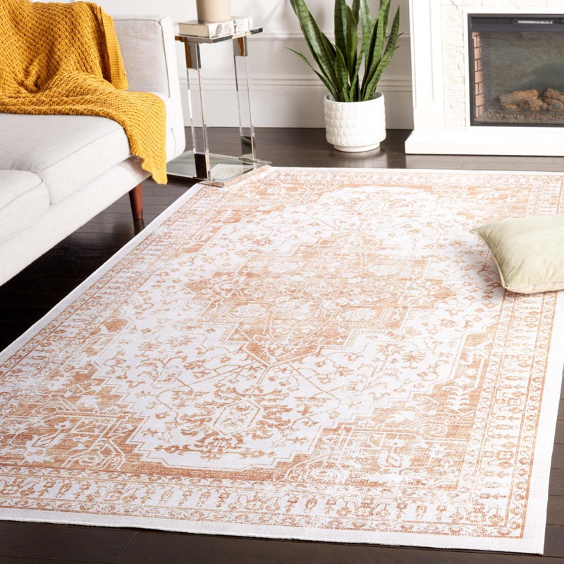 Arizona Manor Machine Washable Non-Slip Area Rug In Beige & Gold, Rectangle 183 x 274cm