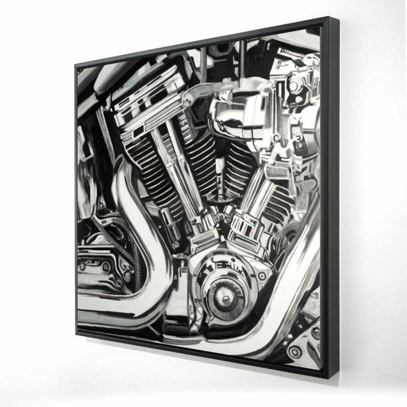 Mécanisme d'une toile de moto | Décoration intérieure noir et blanc