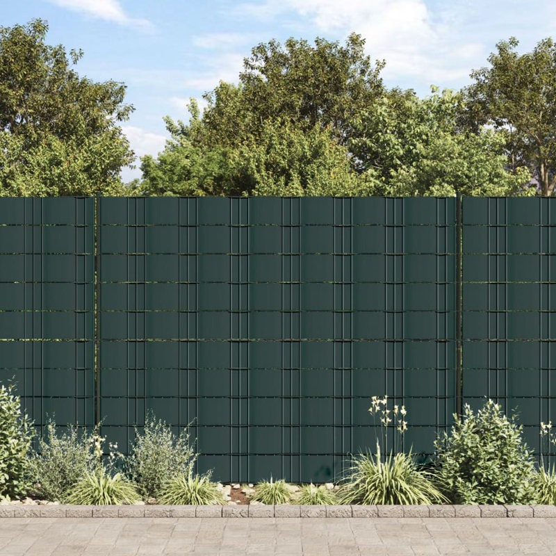 Carneatly 3500 cm W Vinyl Fence Panels Fencing, Dark Grey, 35 x 0.19 m, 4