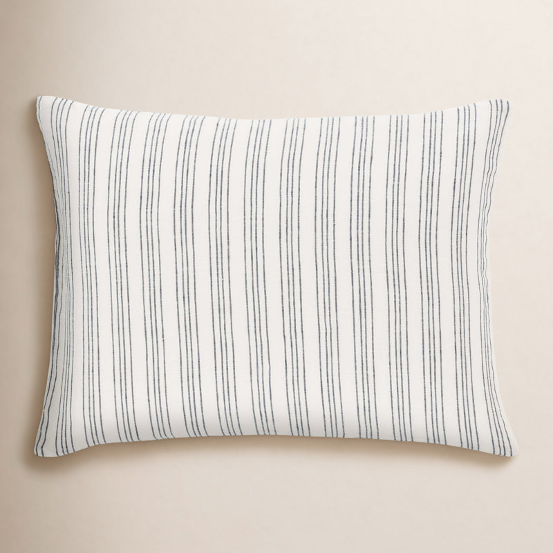 Lush Linen Stripe Sham, Standard/Twin, Slate Blue