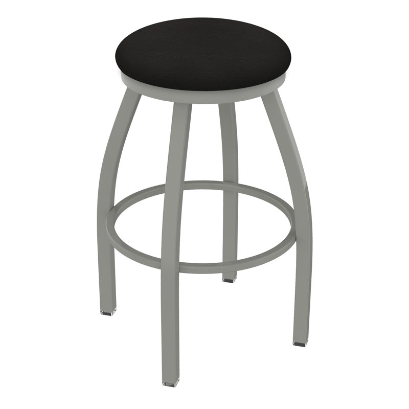 Cragin Swivel Upholstered Counter Stool, Anodized Nickel, Vinyl-Canter Espresso, Extra Tall (36” Seat Height)