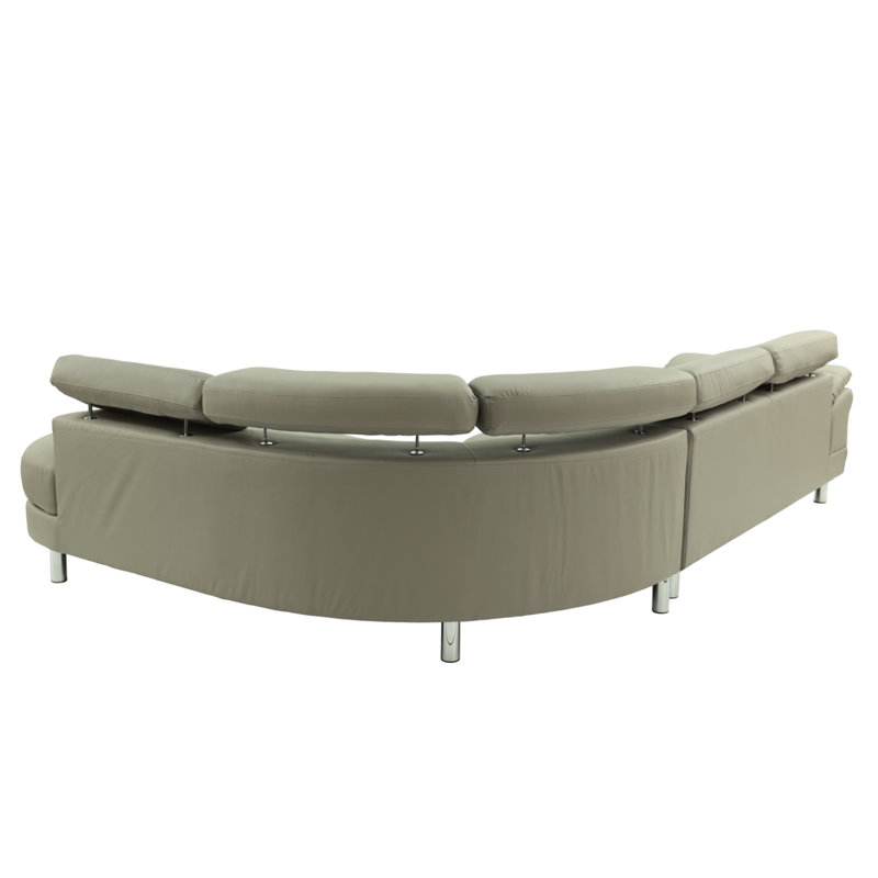 Dederang 2 - Piece Faux Leather Sectional, Light Gray Faux Leather