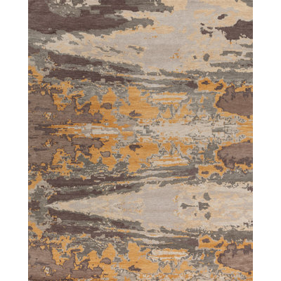 Nuage Wool Abstract Area Rug in Brown/Taupe/Orange