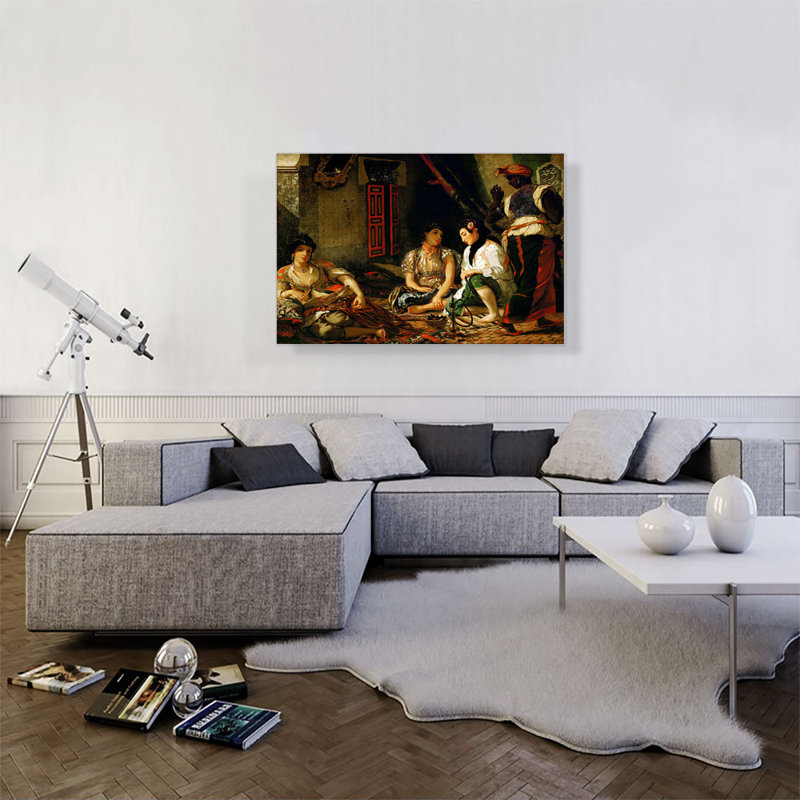 Les femmes d'Alger dans leur appartement 1834 par Eugene Delacroix, reproduction d'art sur toile tendue