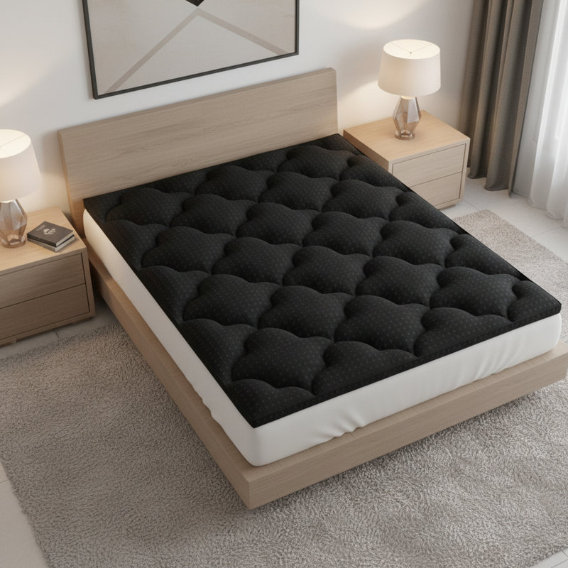 Surmatelas simple en coton noir 2 po
